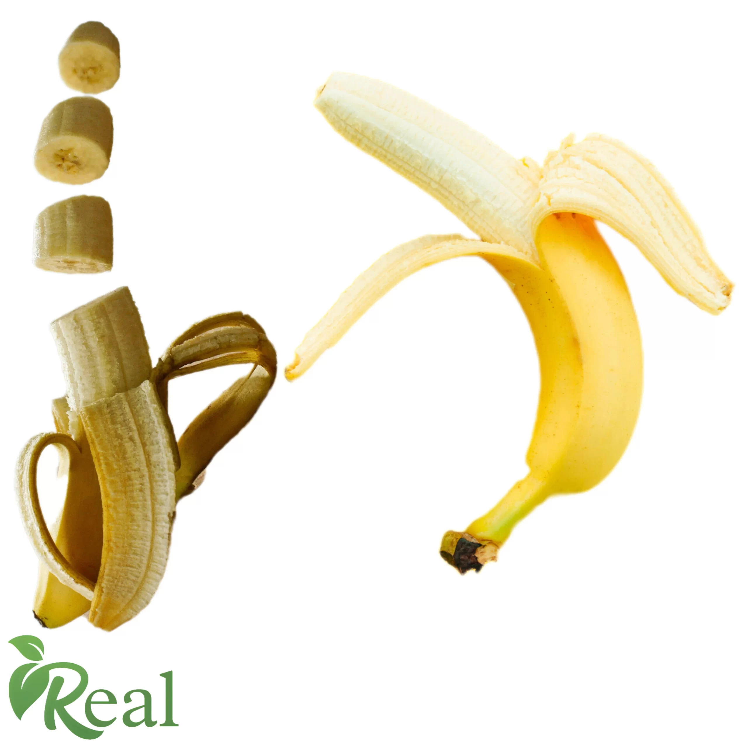 Peeled fresh banana, healthy natural snack by Real Grocery